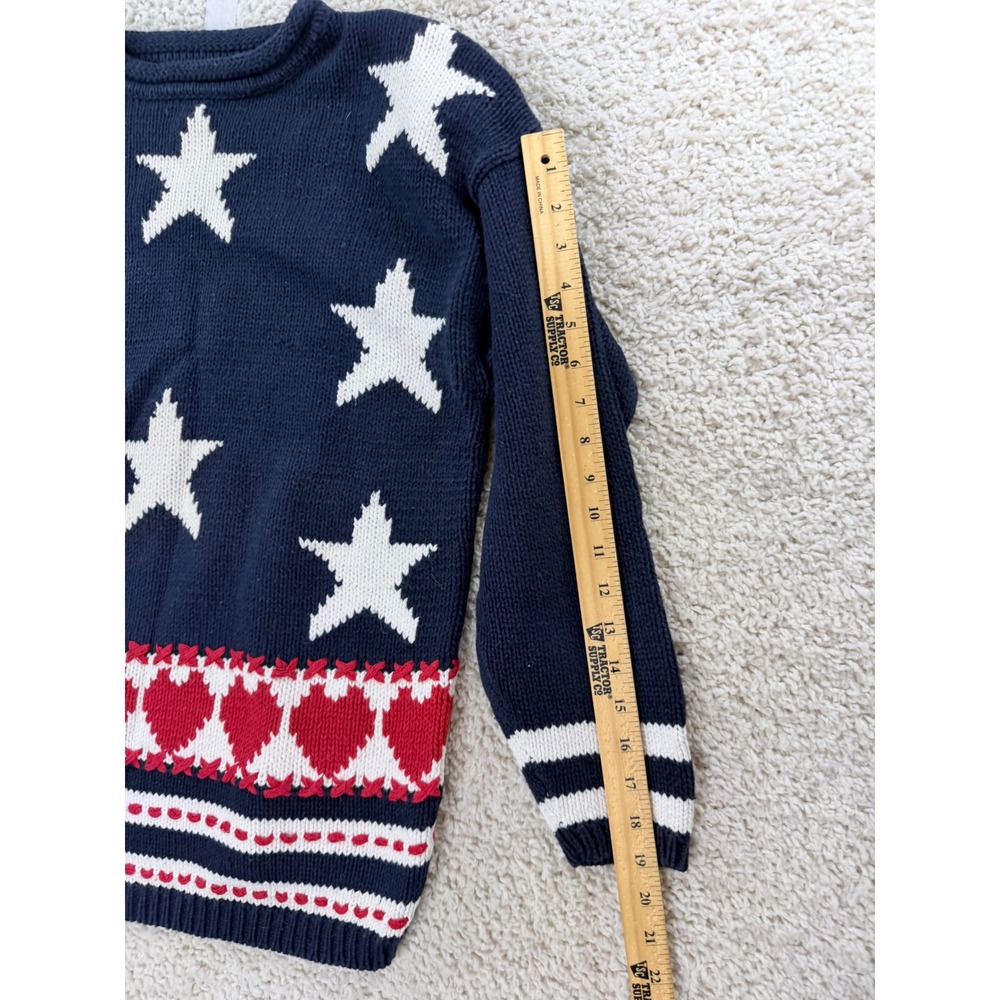 Claudia D Sweater Womens L Navy Stars Hearts Vintage 1994 Americana Patriotic - Picture 4 of 7